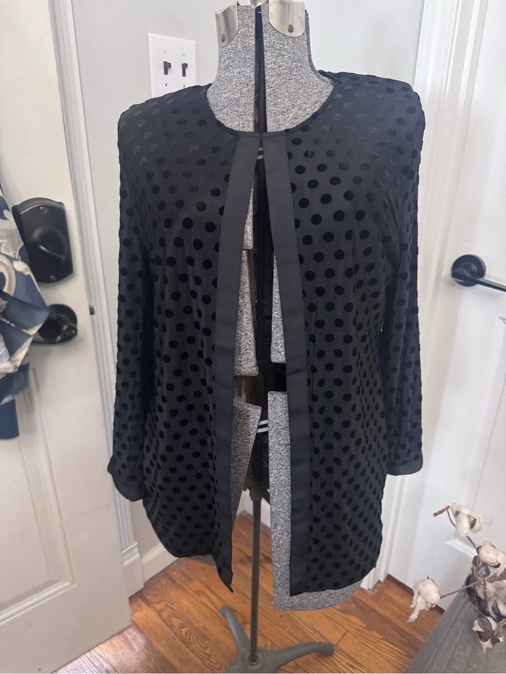 Karl Lagerfeld Black Polka Dot Open-Front Cardigan/Jacket NWT Small